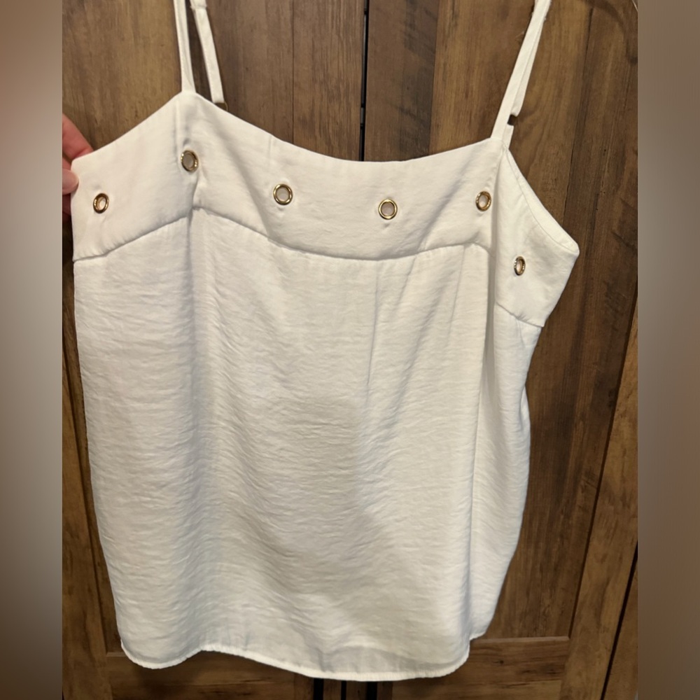 Gorgeous Jennifer Lopez White Embellished Spaghetti Strap Camisole Top Small